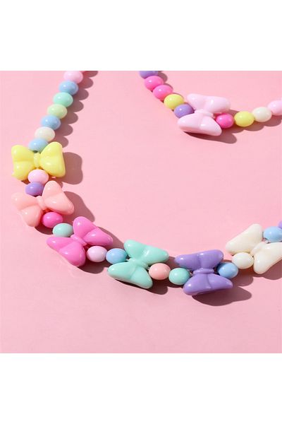 İPAR AKSESUAR Girl's Butterfly Elastic Necklace Bracelet Set
