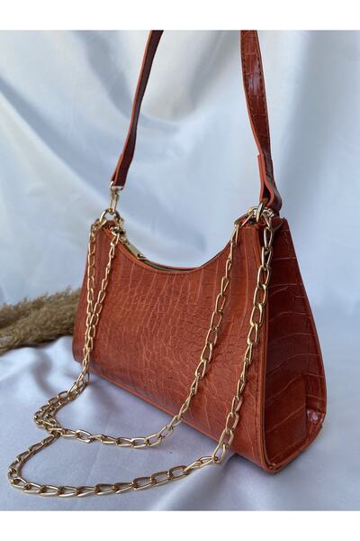 melecco Orange Blue Crocodile Patterned Removable Chain Strap Detailed Cross ...