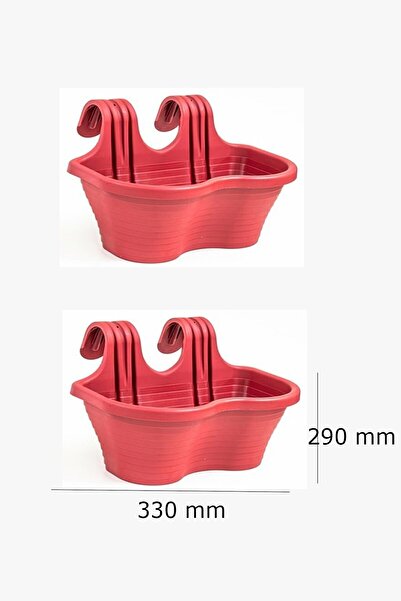 SERİNOVA Tombik Saksı Askılı Balkon Saksısı 6,5 Litre Kırmızı