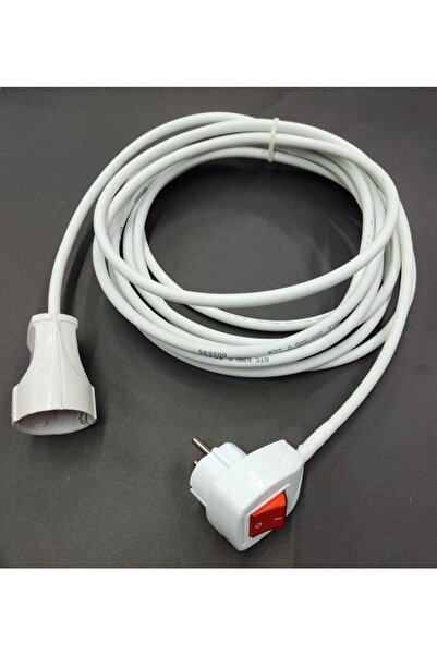 abnturk 10 Metre 2x1.5 Kablolu Işıklı Anahtar Fişli Prizli Seyyar Uzatma Kabl...