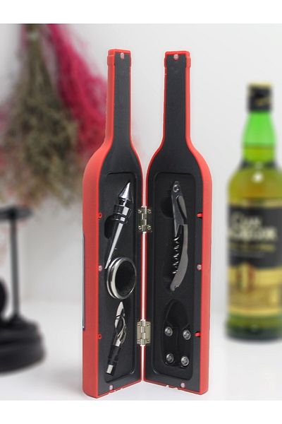 hediye sandalı Red Large Size Bottle Corkscrew Set