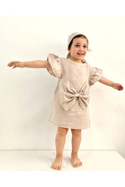 Bebeu 100% Organic Cotton Double Layer Muslin Retro Children's Dress and Hair...