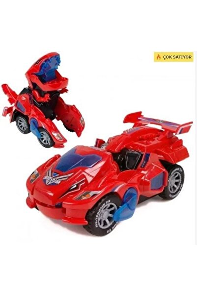 Cango Oyuncak Robota Dönüşen Dinazor Araba Sesli Işıklı Pilli Çarp Dön Oyunca...