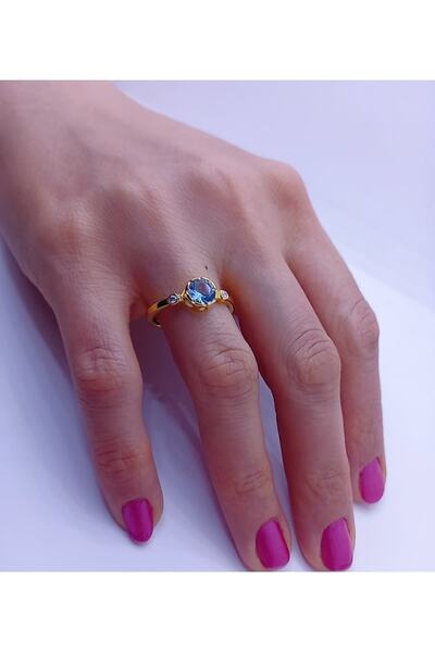 EZİLA SİLVER Akuamarin Taşlı Ayarlanabiir Yüzük