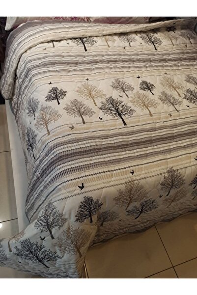 ŞENER HOME Pamuklu Tek Kişilik Çift Taraflı Yeni Hayat Ağacı Desenli Kapitone Çok Amaçlı Örtü 160x230 Cm.