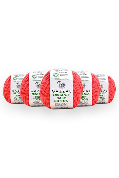 Gazzal Organic Baby Cotton 50 Gr Pack of 5 100% Organic Cotton Hand Knitting Yarn Taka Yarn (419 Obc)