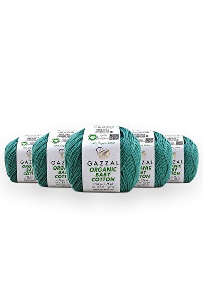 Gazzal قطن عضوي للأطفال 50 جرام، عبوة من 5 خيوط حياكة يدوية من القطن العضوي ب...