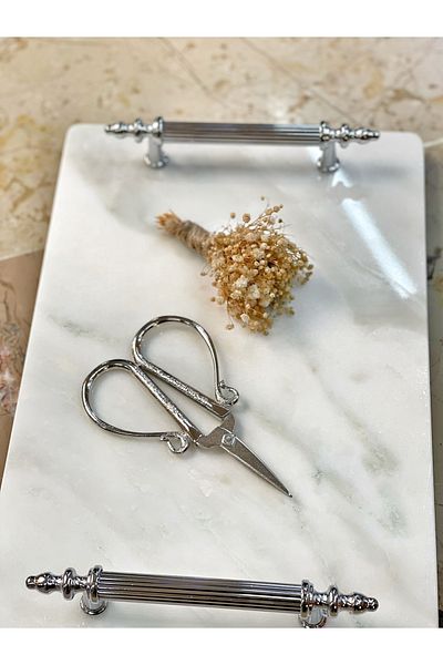 HaRe Home Heart Shaped Embroidered Silver Nickel Promise Engagement Ribbon Cutting Scissors