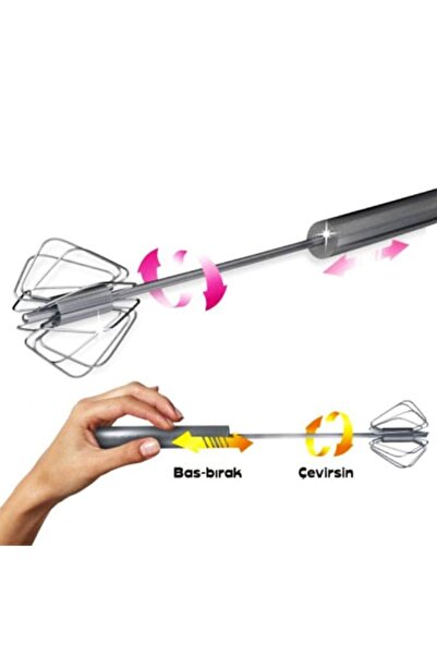 Çokuygunuz Metal Bas Çek Karıştırıcı Kahve Limonata Ayran Milkshake Çırpıcı Alet