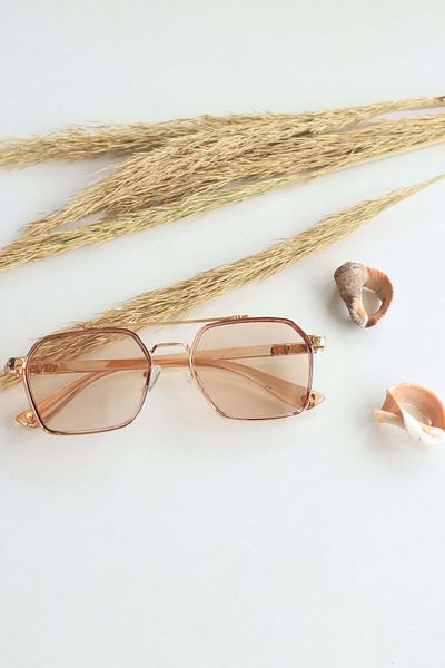 LOOKUP Sunglasses Unisex Bone Vintage Retro Rose Glass Transparent Pink Frame Uv400 Protected