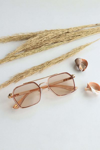 LOOKUP Sunglasses Unisex Bone Vintage Retro Rose Glass Transparent Pink Frame Uv400 Protected