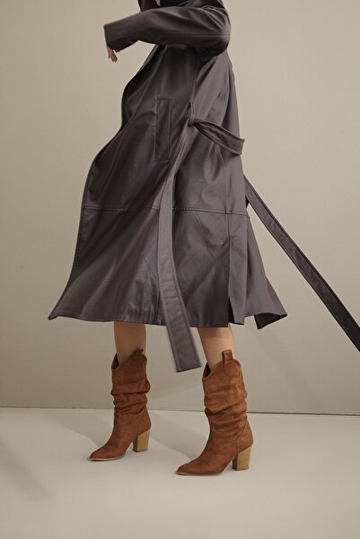 AYAKKABI PRENSİ Γυναικείες μπότες και μποτάκια Cheyenne Kürküklü Tan Suede 8 ...