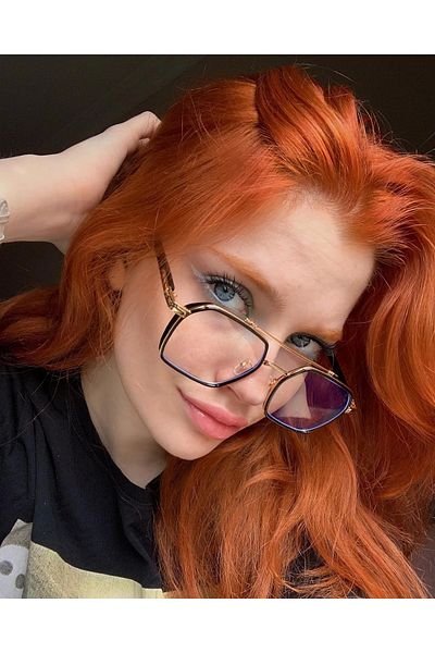 LOOKUP Sunglasses Unisex Bone Vintage Retro Transparent Glass Gold Frame Uv400 Protected