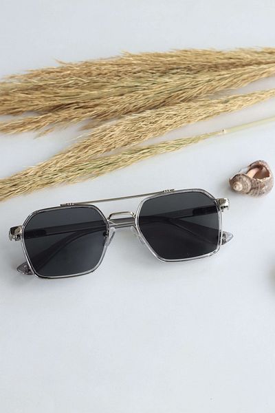 LOOKUP Sunglasses Unisex Bone Vintage Black Glass Metal Frame Uv400 Protected