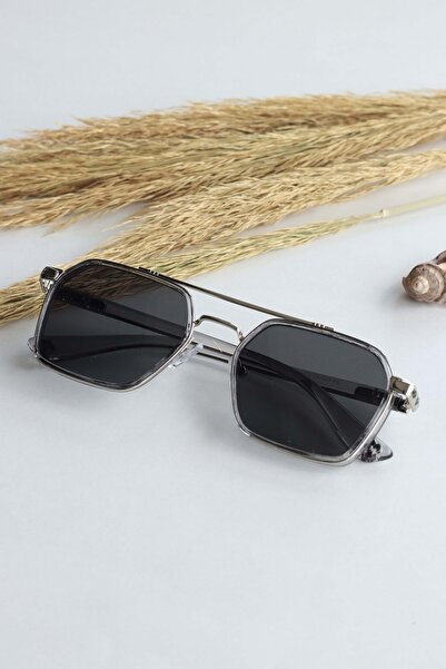 LOOKUP Sunglasses Unisex Bone Vintage Black Glass Metal Frame Uv400 Protected