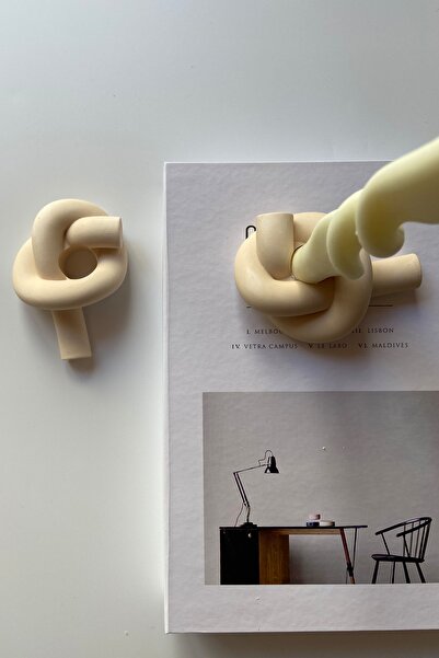 sin istanbul 2'li Knot Şamdan Mumluk Beton Bej