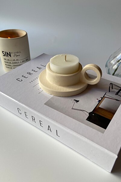 sin istanbul Kulplu Büyük Mumluk Beton Bej