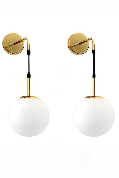 BSA LIGHTING (2 قطعة) شمعدان حديث ذهبي مفرد (زجاج أبيض)