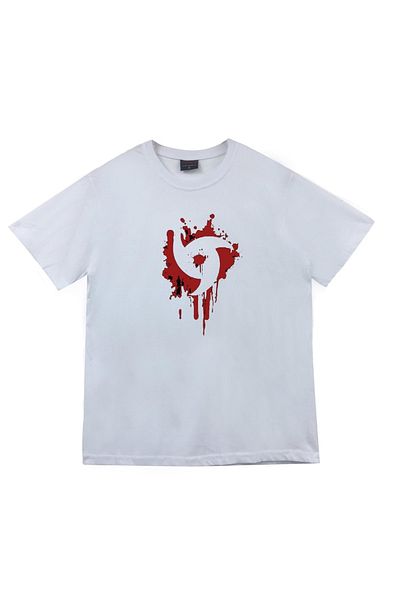fame-stoned Λευκό μπλουζάκι Mangekyu Sharingan Anime με στάμπα Unisex 100% βαμβάκι
