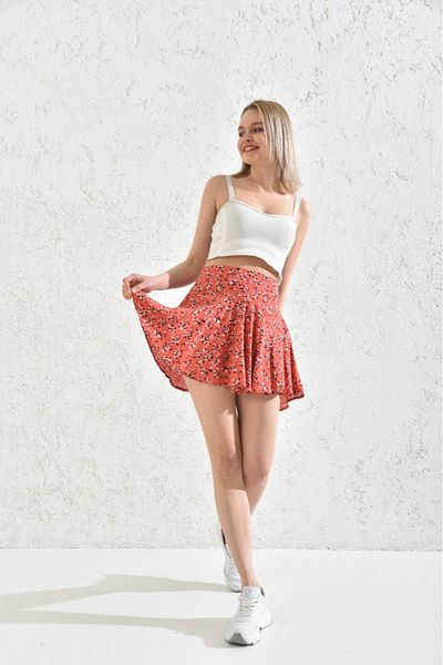 Everest 100% Woven Viscose Elasticated Women's Skirt with Meter Printed Shorts