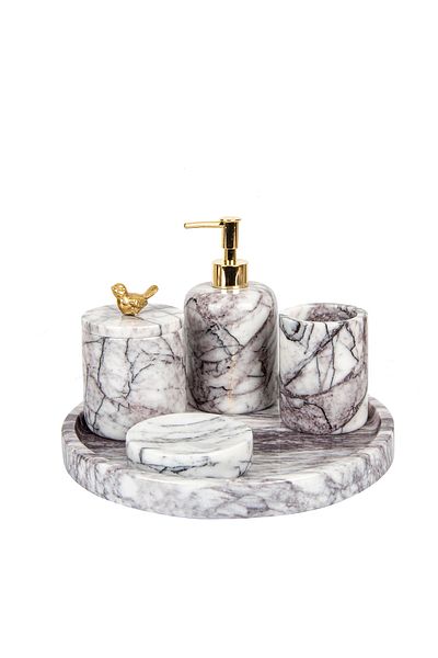 mar&more Rolin Gold Bird Bath Set 5 Pieces Lilac