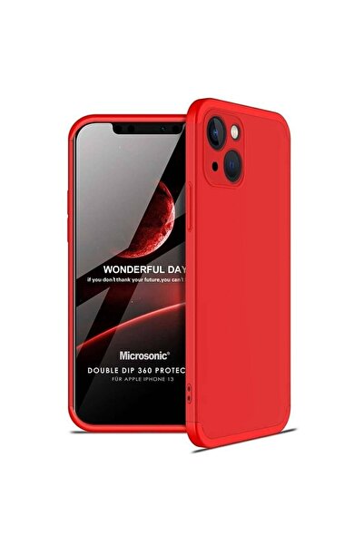 Microsonic Apple Iphone 13 Ile Uyumlu Kılıf Double Dip 360 Protective Kırmızı