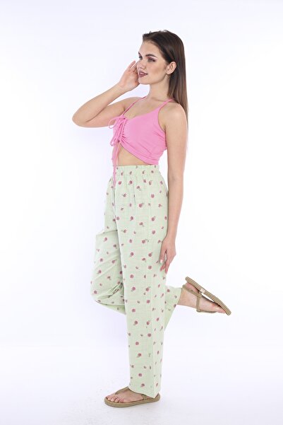 Sonne's Fera Floral Patterned High Waist 100% Linen Trousers