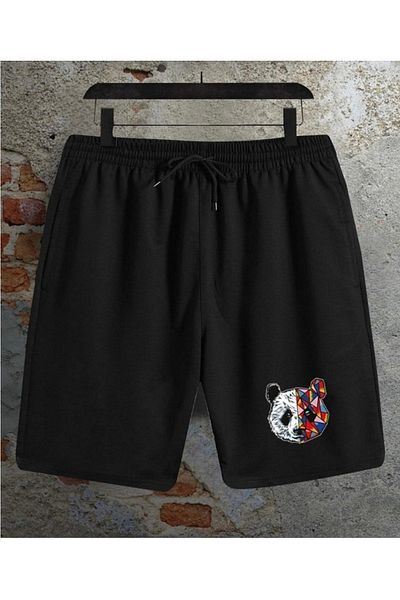 Joza Outdoors Unisex Μαύρο καλοκαιρινό σορτς με στάμπα Tokyo Panda