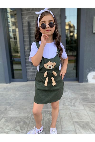 Pink Hippo Kids Φόρεμα Gilet με λουράκι αρκουδάκι στην τσέπη