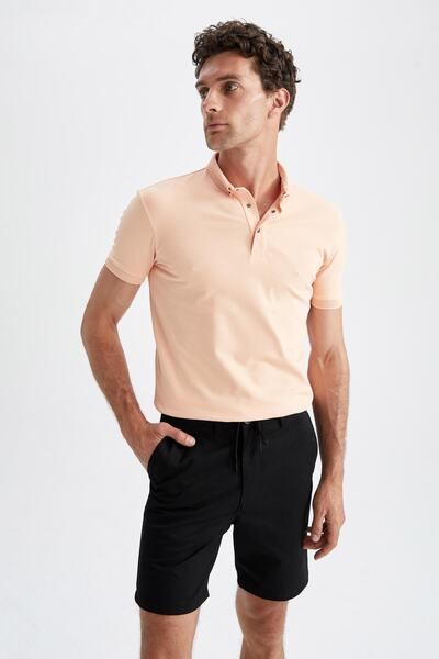 DeFacto Slim Fit Polo Yaka Basic Kısa Kollu Pamuklu Tişört