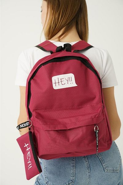 Top All BAG Claret Red Hey Model School Backpack with Wallet