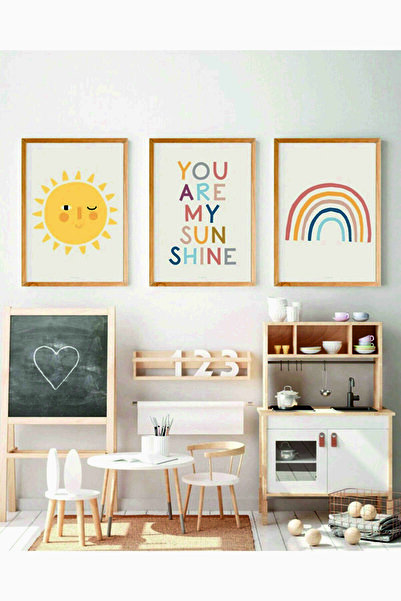 Kapbirhediye Gökkuşağı Ve Güneş Bebek & Çocuk Odası Dekoratif Mdf Duvar Tablo