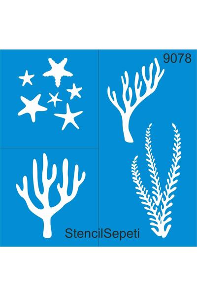 StencilSepeti Coral- Stencil Painting Template 30x30cm