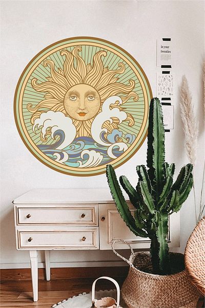 Piksel Grafik Sleepy Sun Bohemian Wall Sticker