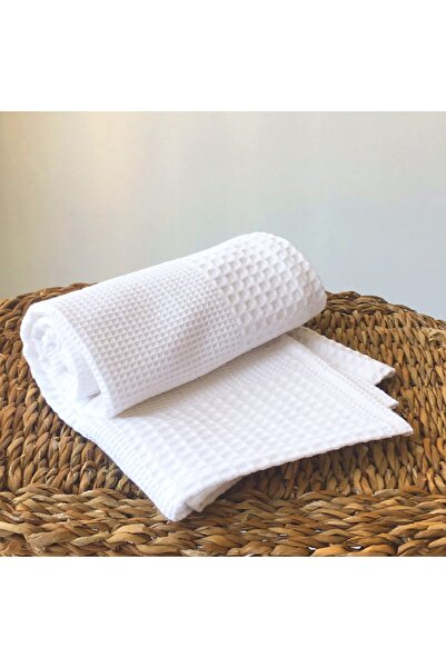 Lief Home 100% Cotton White Waffle Pique Patterned 55X70 cm Multi-Purpose Drying and Cleaning Cloth