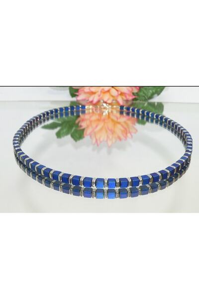 Atelier Çağla قلادة من حجر الهيماتيت الأزرق الطبيعي