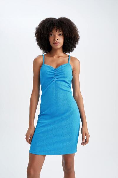 DeFacto Pletené šaty Bodycon Strappy Midi