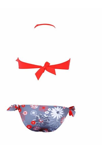 Kom Black Flower Patterned Girl's Bikini Set