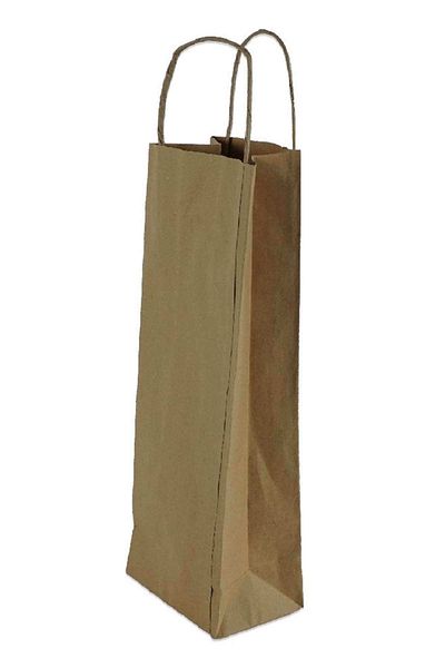 Milenay Auger Twist Handle Kraft Bottle Bag, 12,5x36x8cm, 50 Pieces