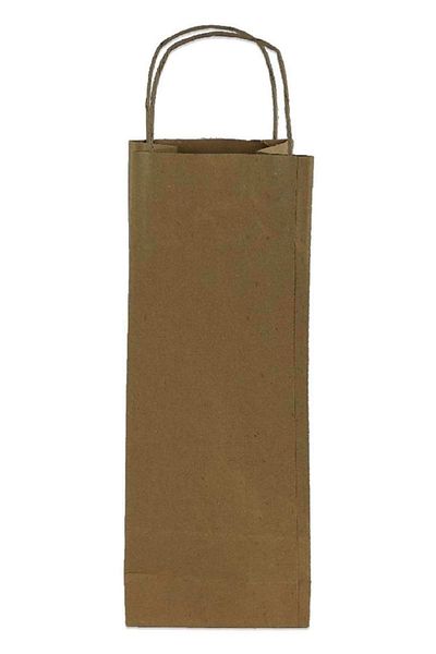 Milenay Auger Twist Handle Kraft Bottle Bag, 12,5x36x8cm, 50 Pieces