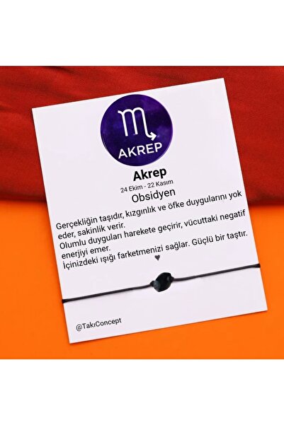 TakıConcept Akrep Burcu Obdisyen Doğal Taşlı Ip Burç Bilekliği