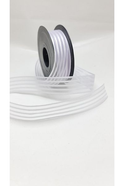 ÜNSALAN HOBİ Κορδέλα Σιφόν Οργάντζα Ριγέ 25mm 5 Μέτρα