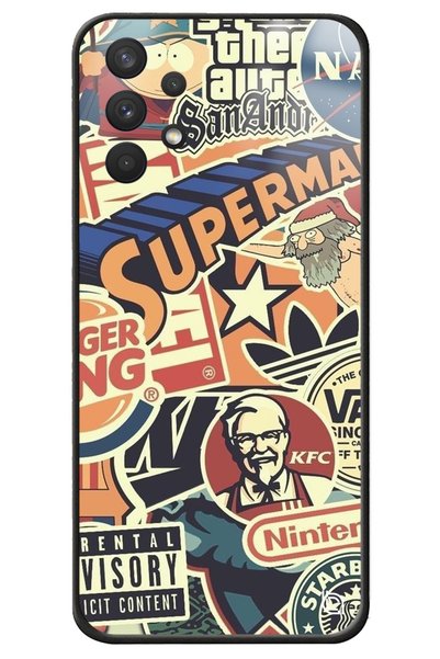 WANNA PROTECT Samsung A32 Compatible Retro Brand Premium Patterned Glossy Pho...