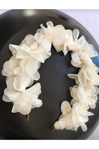 bbays new ternd Bridal Crown Pearl and Flower Detailed Cream Multi-Purpose Crown