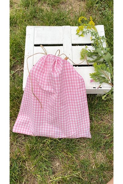 White Alamode Μεγάλη τσάντα δώρου με ροζ χρώμα με σχέδιο Gingham