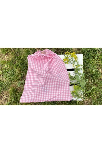 White Alamode Μεγάλη τσάντα δώρου με ροζ χρώμα με σχέδιο Gingham