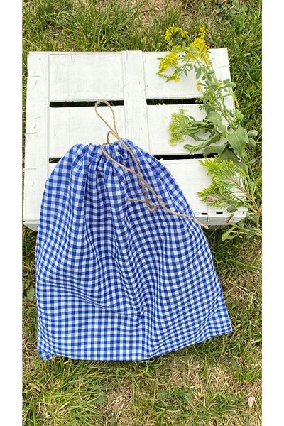 White Alamode Μεγάλη τσάντα δώρου με μοτίβο Gingham Navy Blue