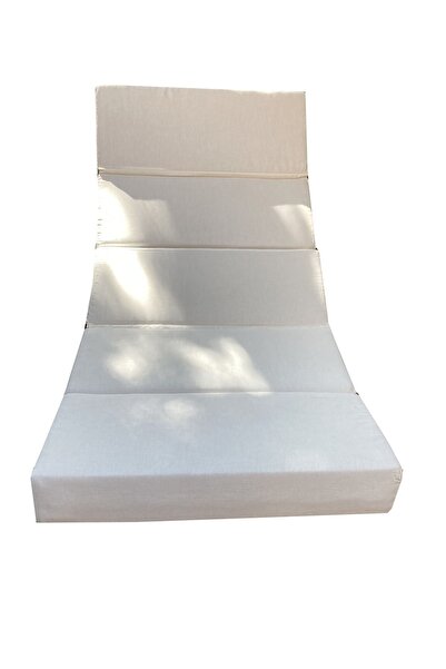 YASTIKMİNDER Koton Krem 5 Kademeli Katlanan Taşınabilen Şezlong Minderi