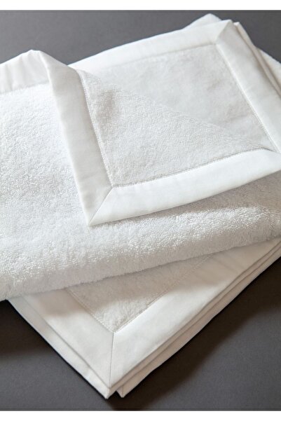 METİNEV Beyaz Saten Köşeli Beyaz Havlu