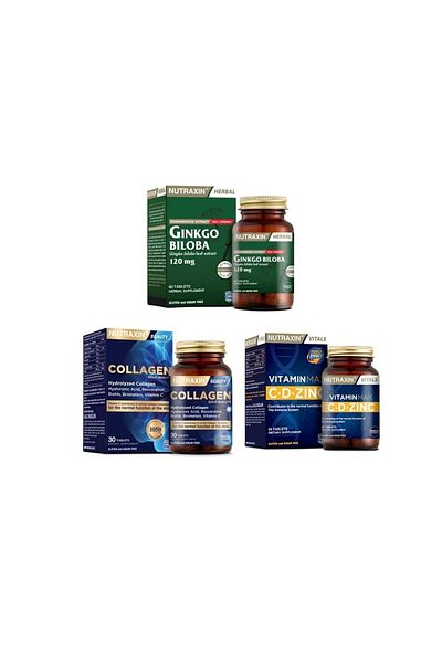 Nutraxin Ginkgo Biloba and Hydrolyzed Collagen Tablet - Vitamin Max 60 Tablets